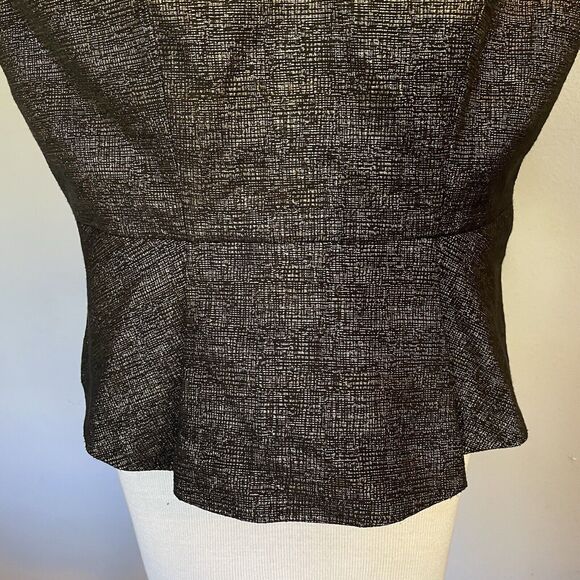 NWT Tahari Blouse XL Peplum Top Metalic Black Gold Holiday Party Date Wedding - Picture 3 of 15